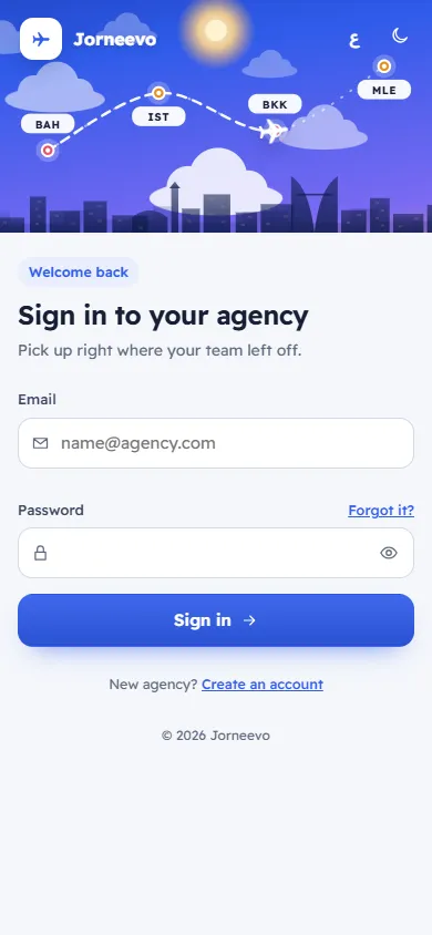 The sign-in page with email, password and the Sign in button (on a phone)