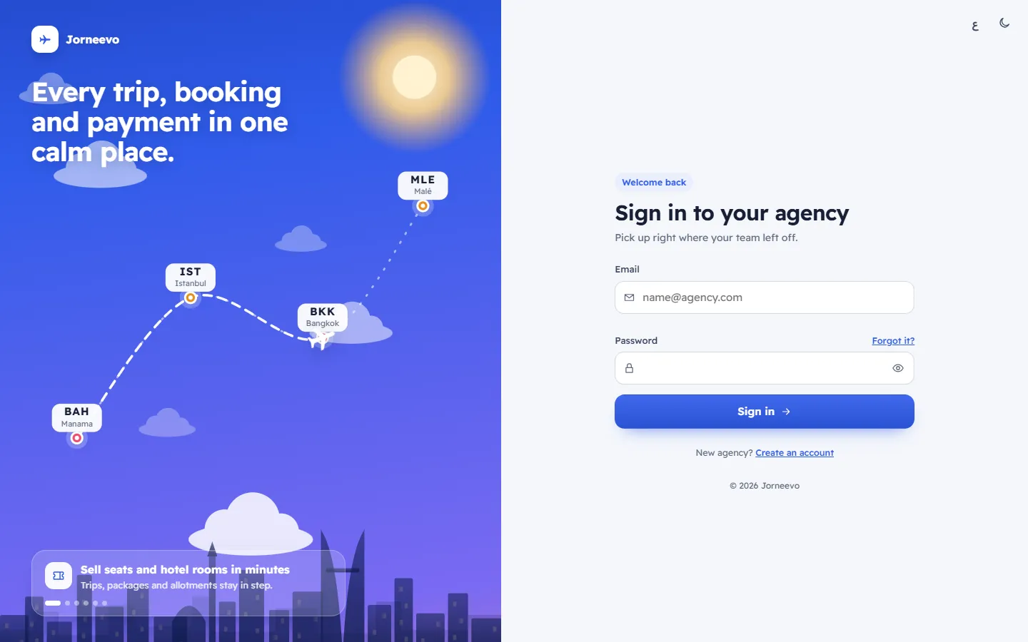 The sign-in page with email, password and the Sign in button