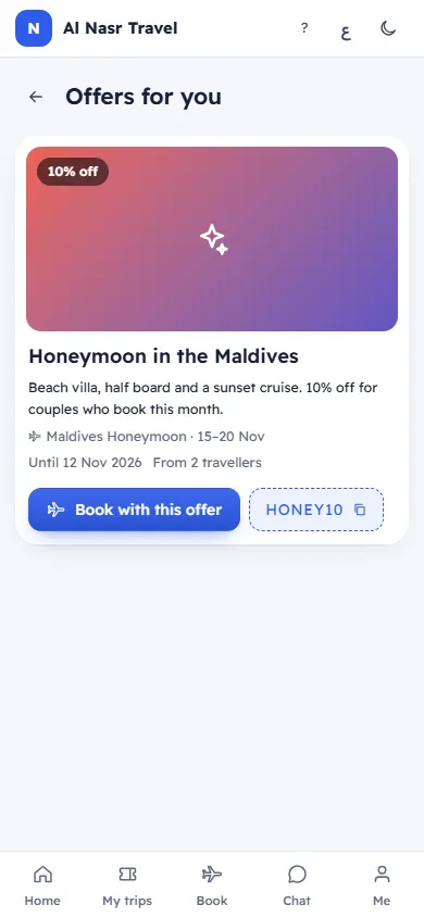 The offers in the customer app (on a phone)