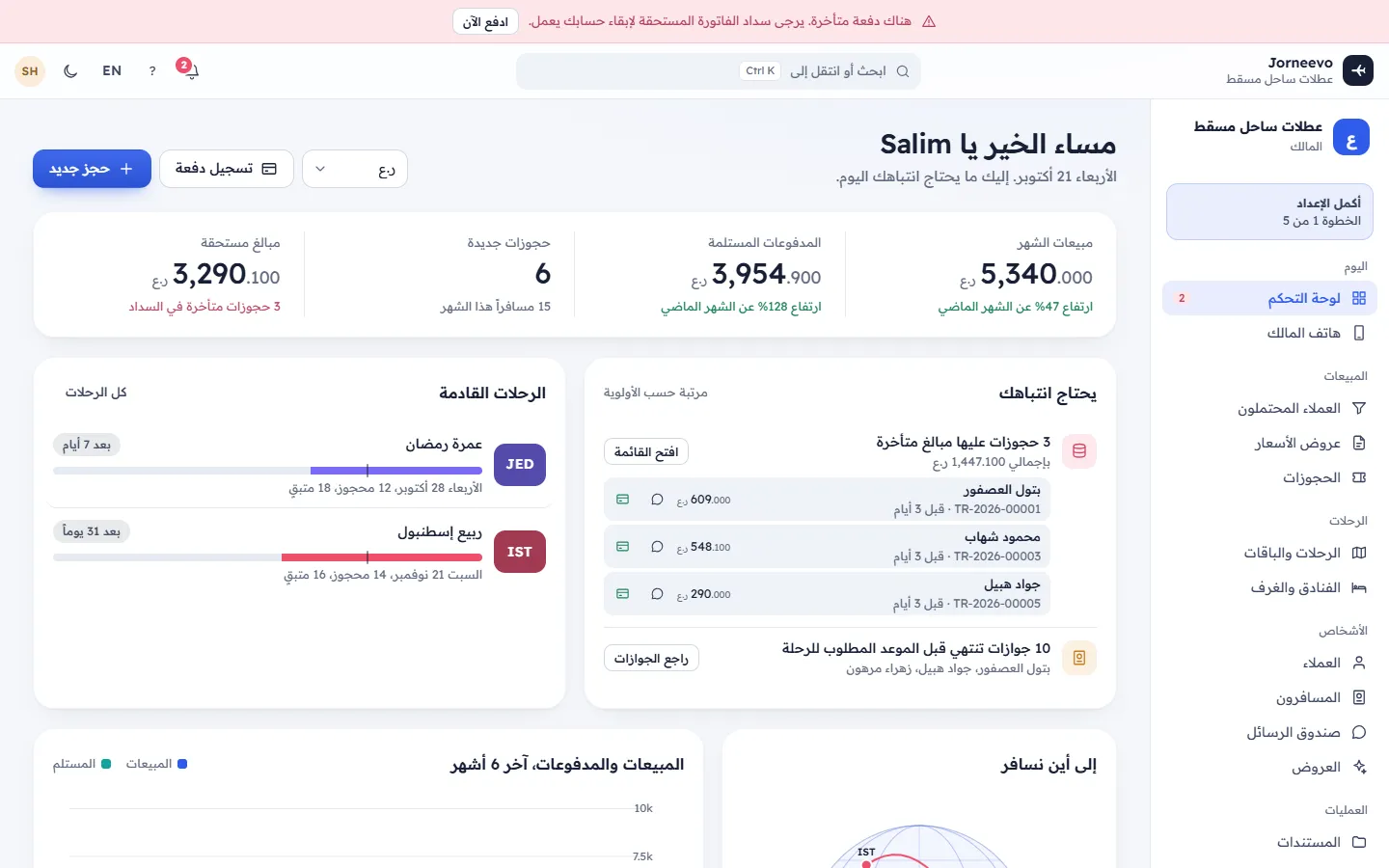 شريط ملوّن أعلى الشاشة عن فاتورة اشتراك غير مدفوعة